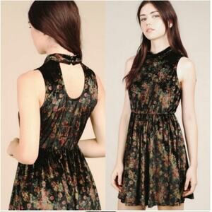 POL velvet mini dress black floral medium